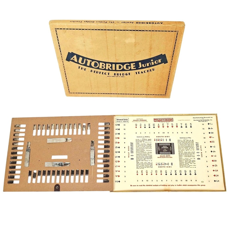Vintage Autobridge Junior The Perfect Bridge Teacher Game Newsocraft Board Box